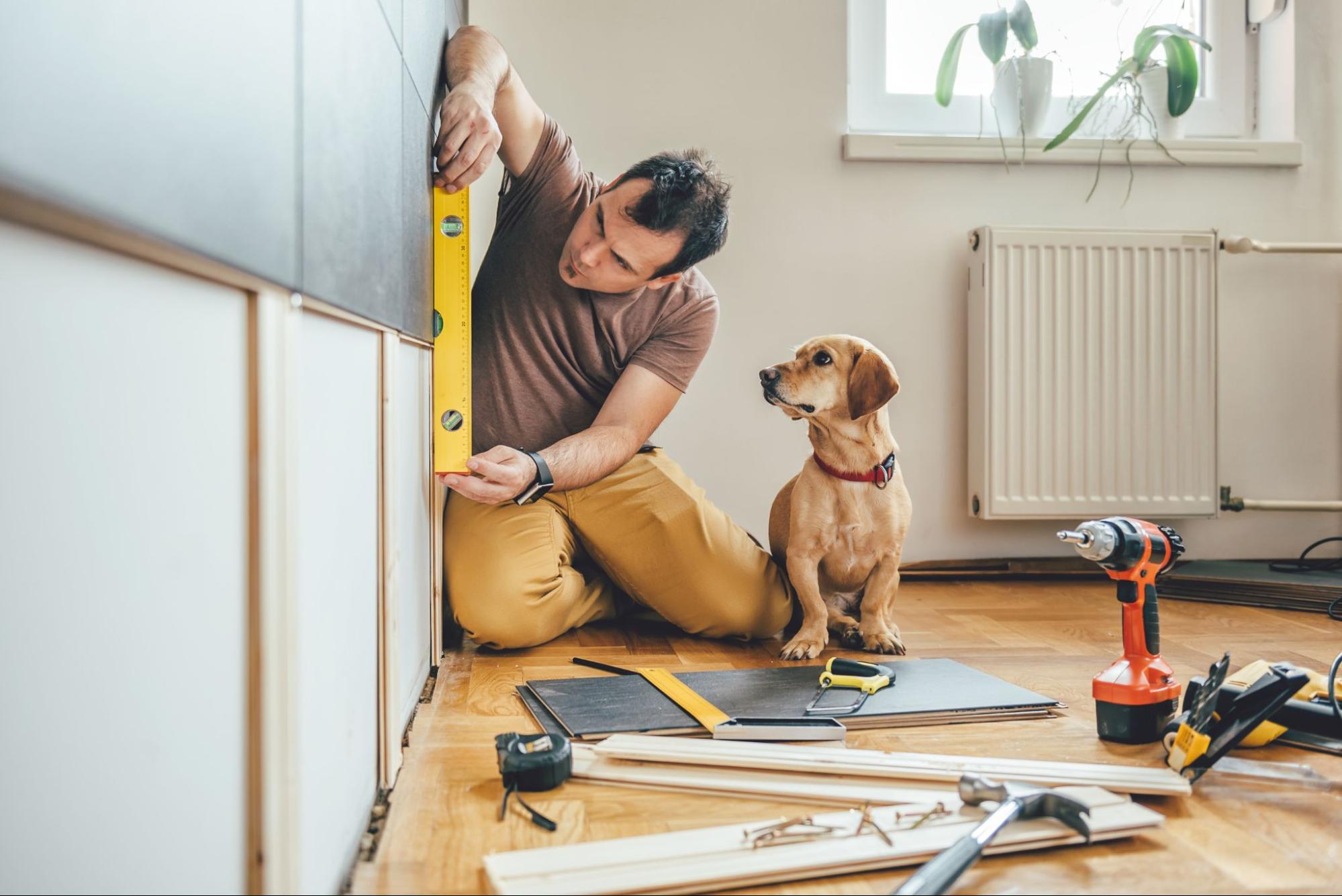 An independent contractor working on home renovations