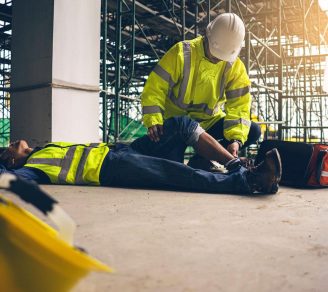 An injured construction worker, which is an example of a construction liability