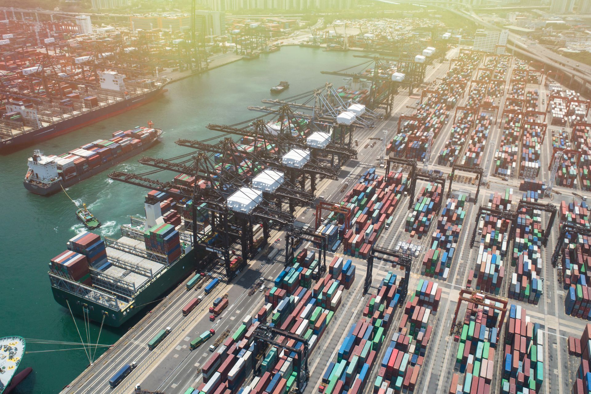 A port filled with cargo ready to be shipped.