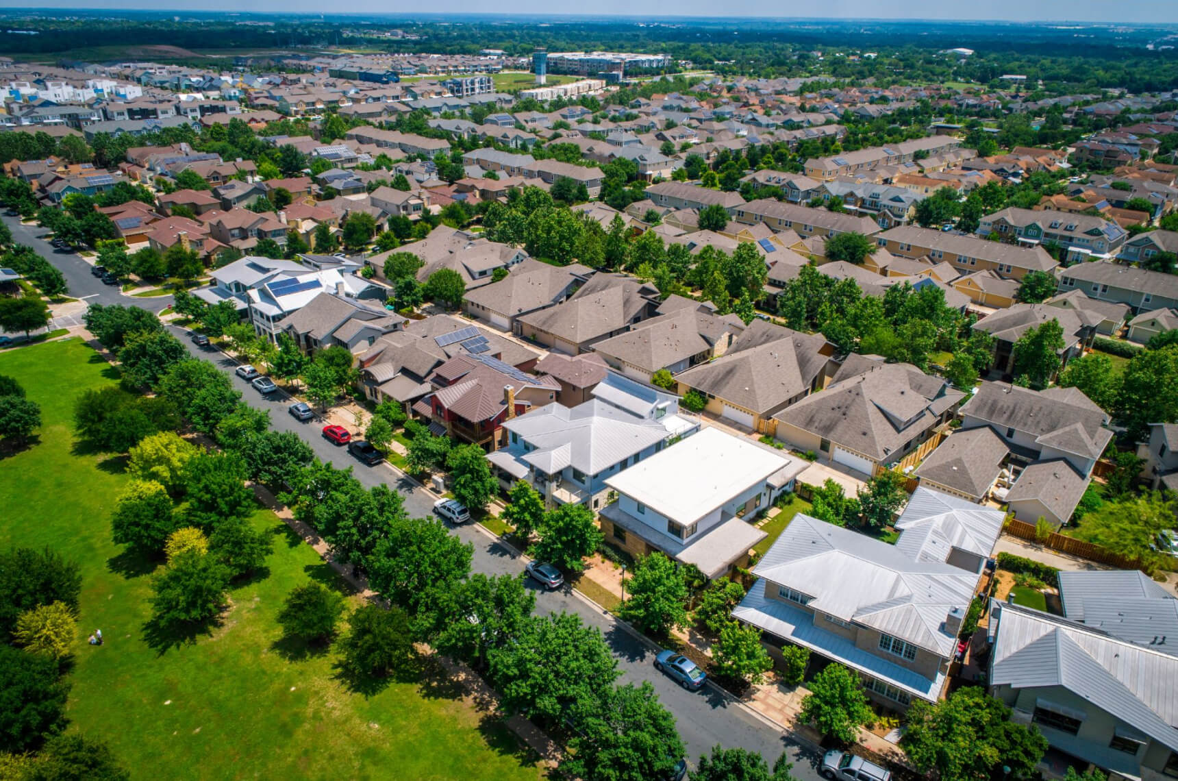 Developed residential properties in the middle of a city