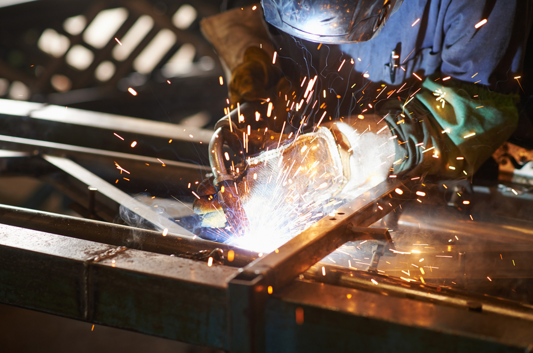  Tradesman welding steel together
