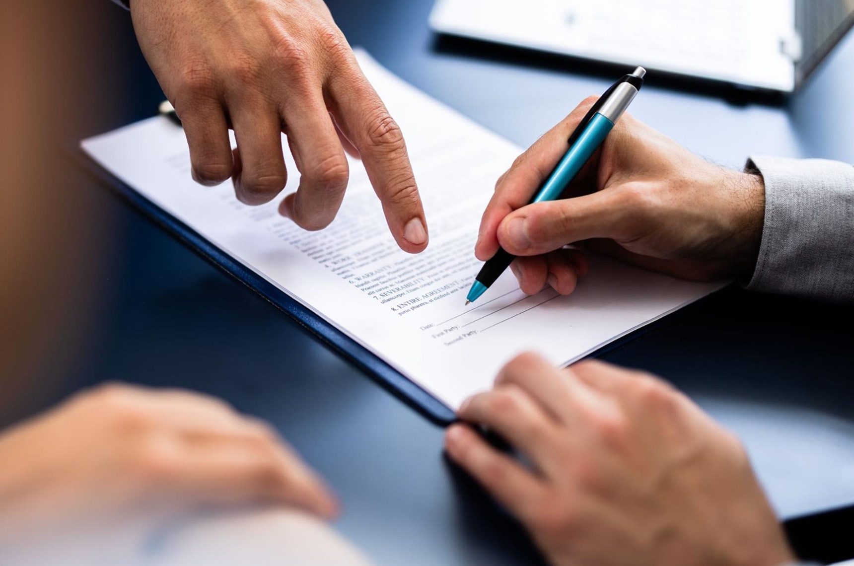 Contractor signing an indemnification agreement