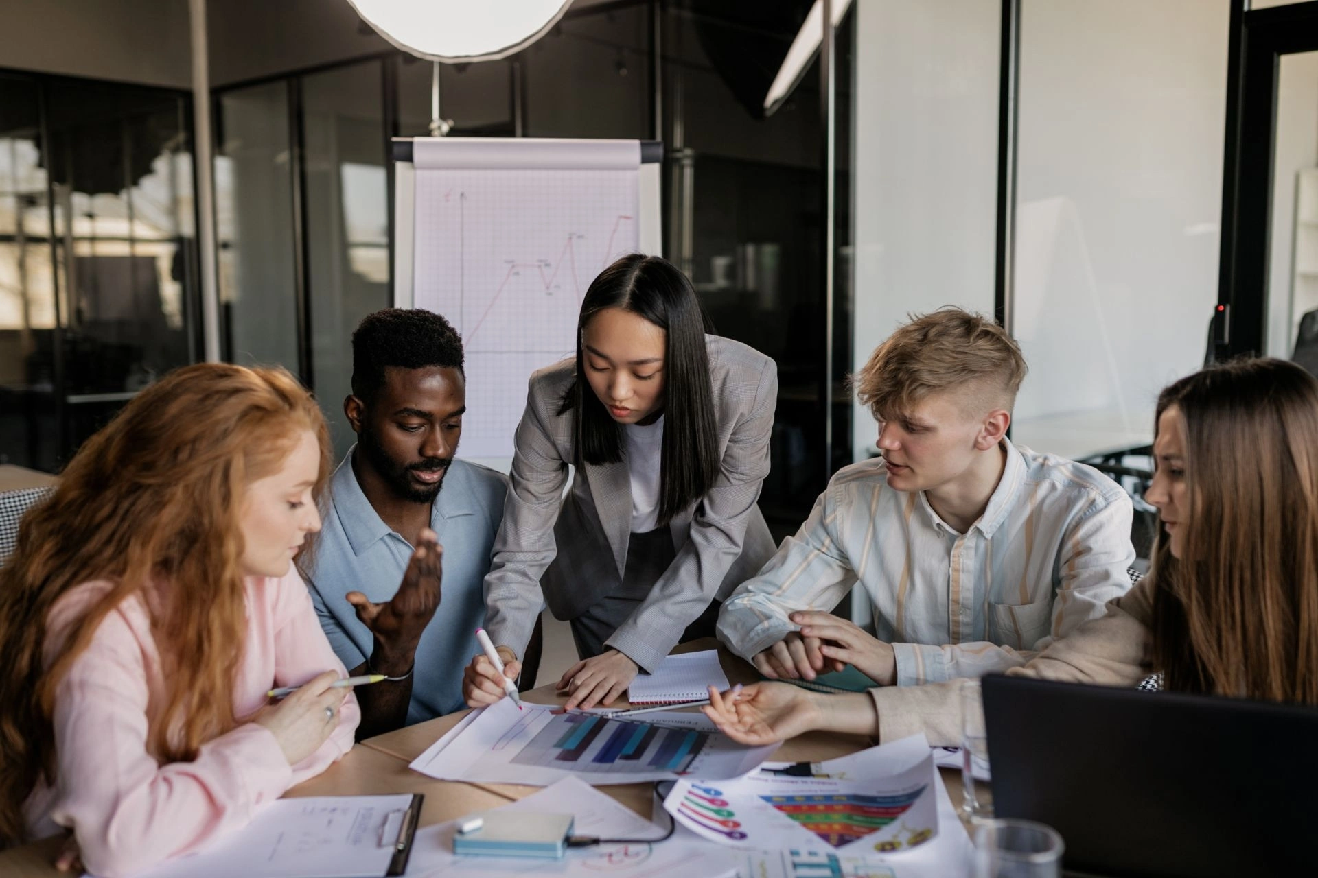 Employees brainstorming on creating an employee benefit plan