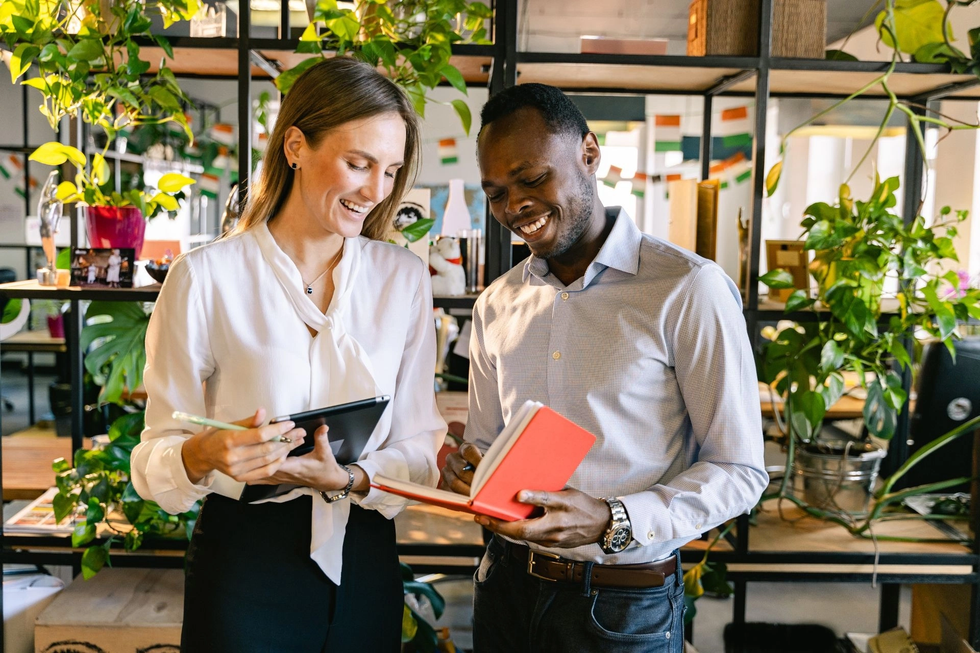 Employees conversing in the office