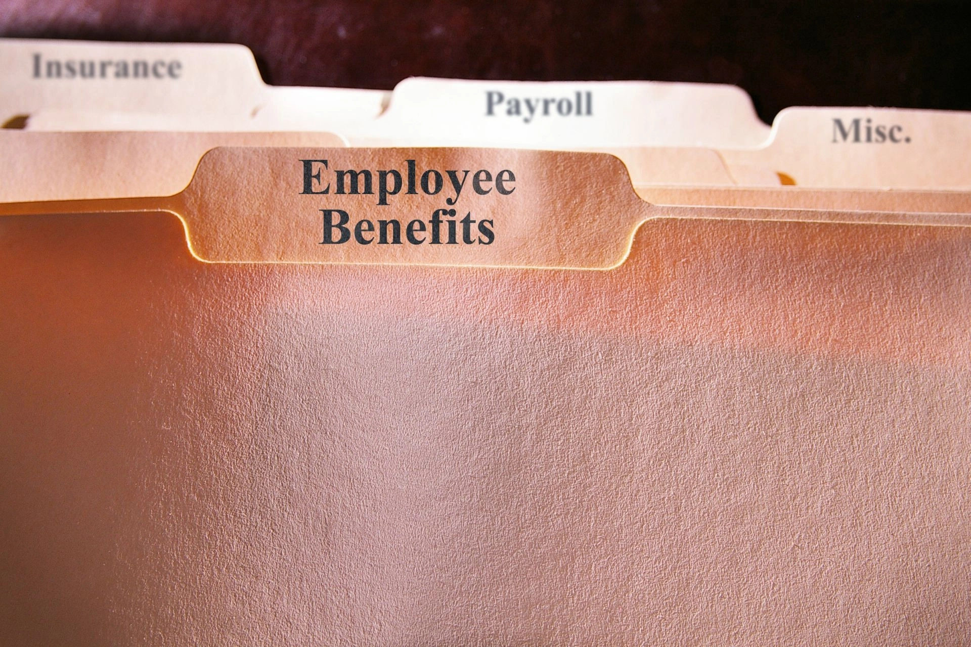 Folder labelled “Employee Benefits”