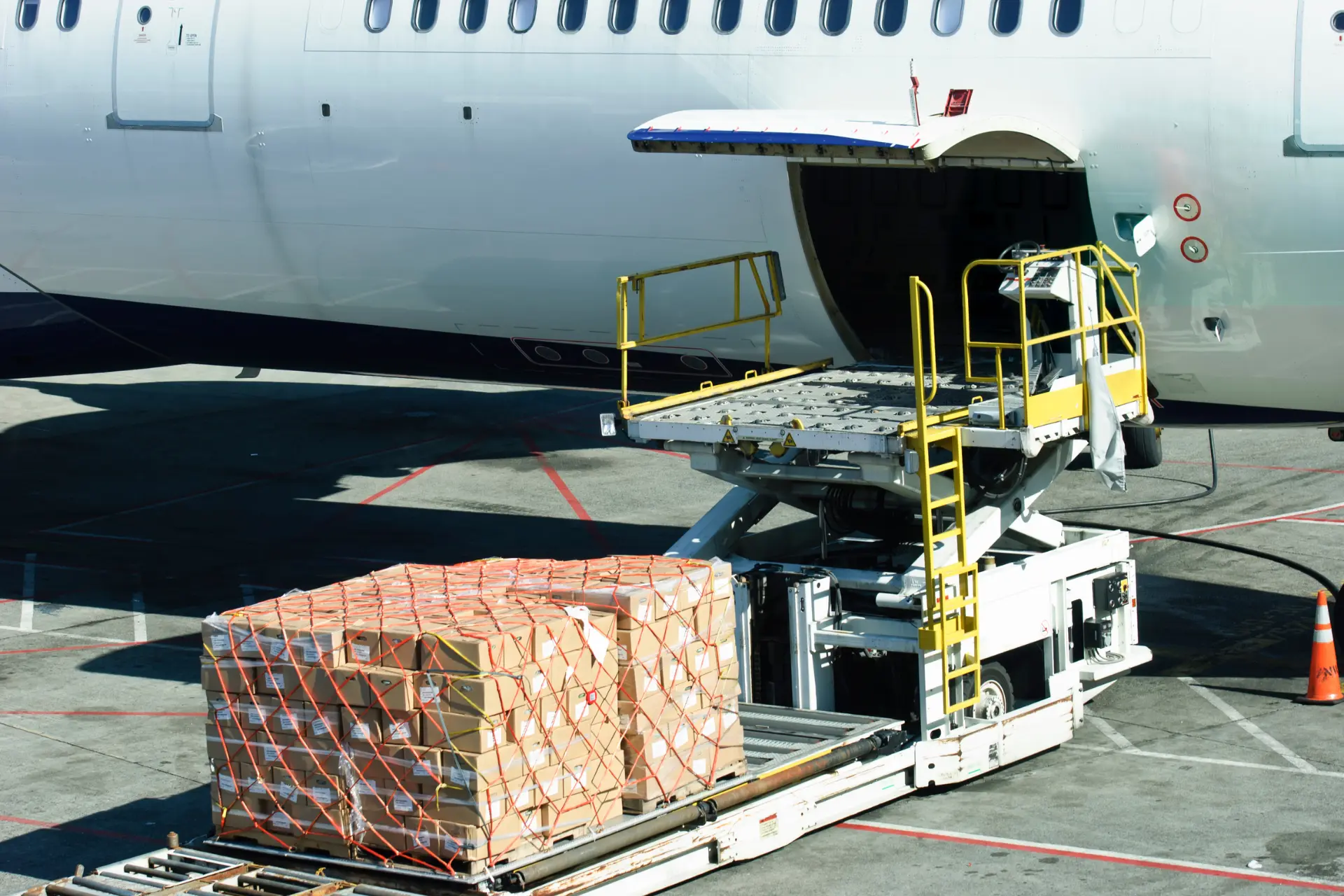 Cargo being loaded into an aircraft
